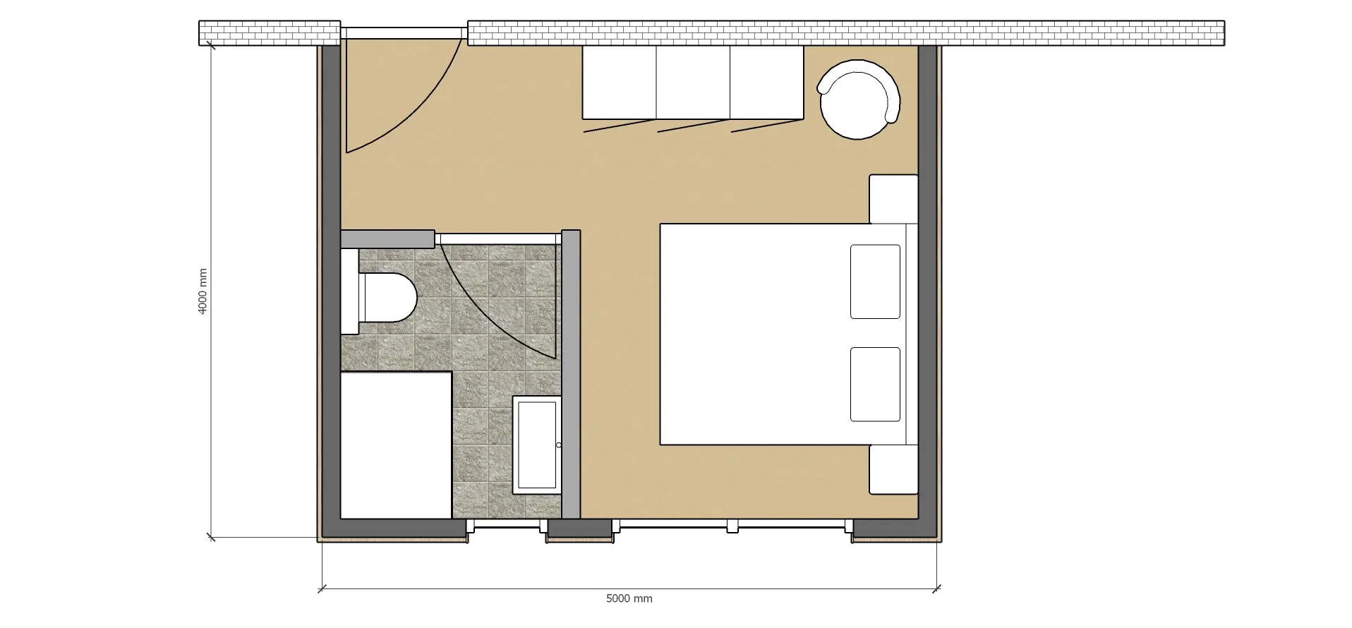 Plattegrond aanbouw 500x400cm